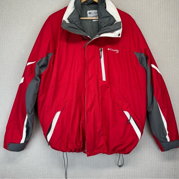 Columbia Jacket Mens XL Red Waterproof Interchange Hooded Winter Coat Outdoors - Picture 1 of 11